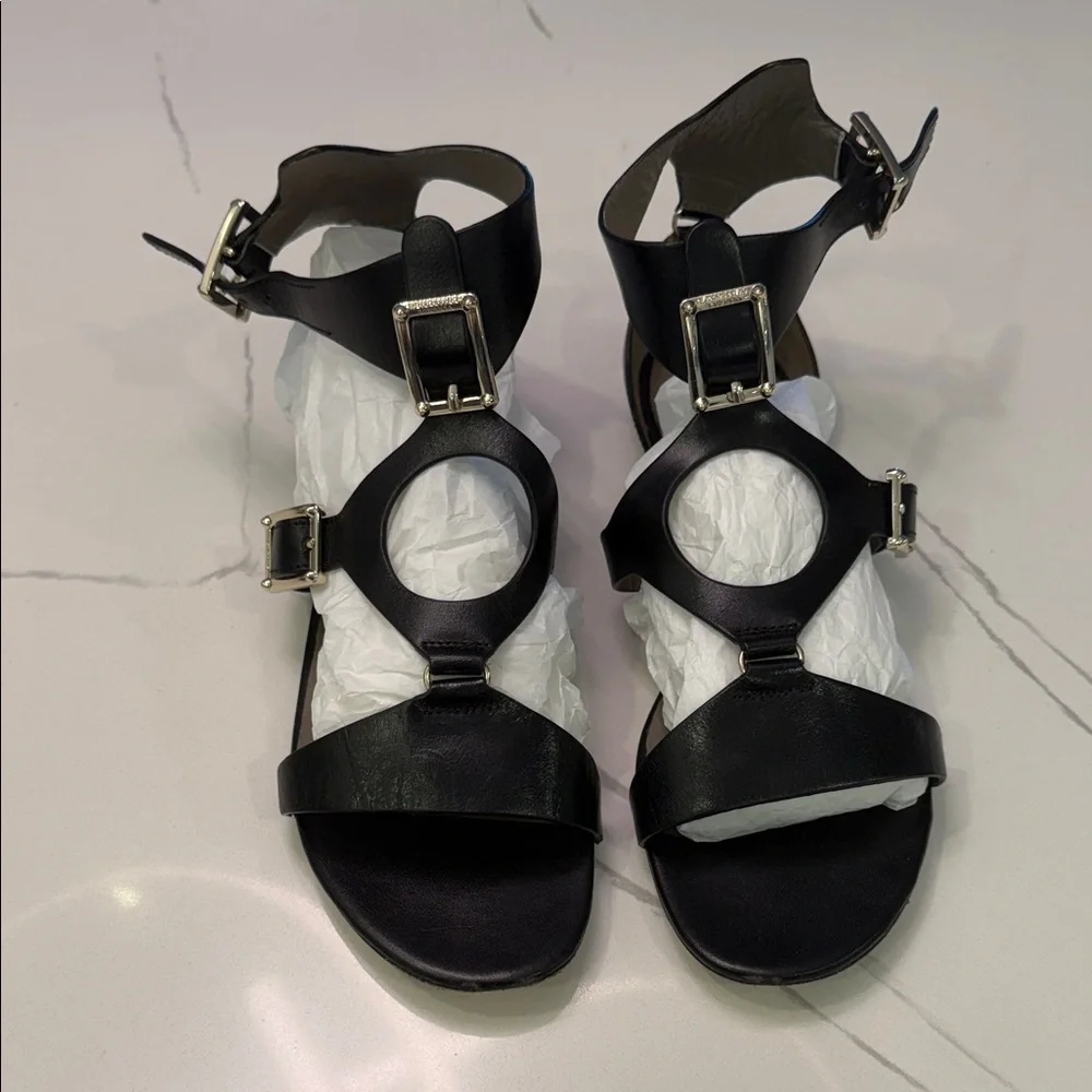 Versace Collection Black Leather Women's Sandals - Picture 2 of 13